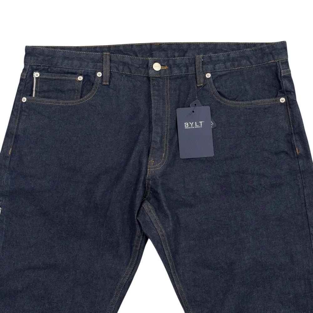 BYLT Premium Basics NEW Mens 38x31 Indigo Blue Selvedge Denim Straight Leg Jeans
